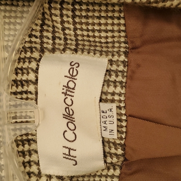 Vintage JH Collectibles Wool Blend Plaid Suit Sz 8 Gray Cream - Picture 4 of 16